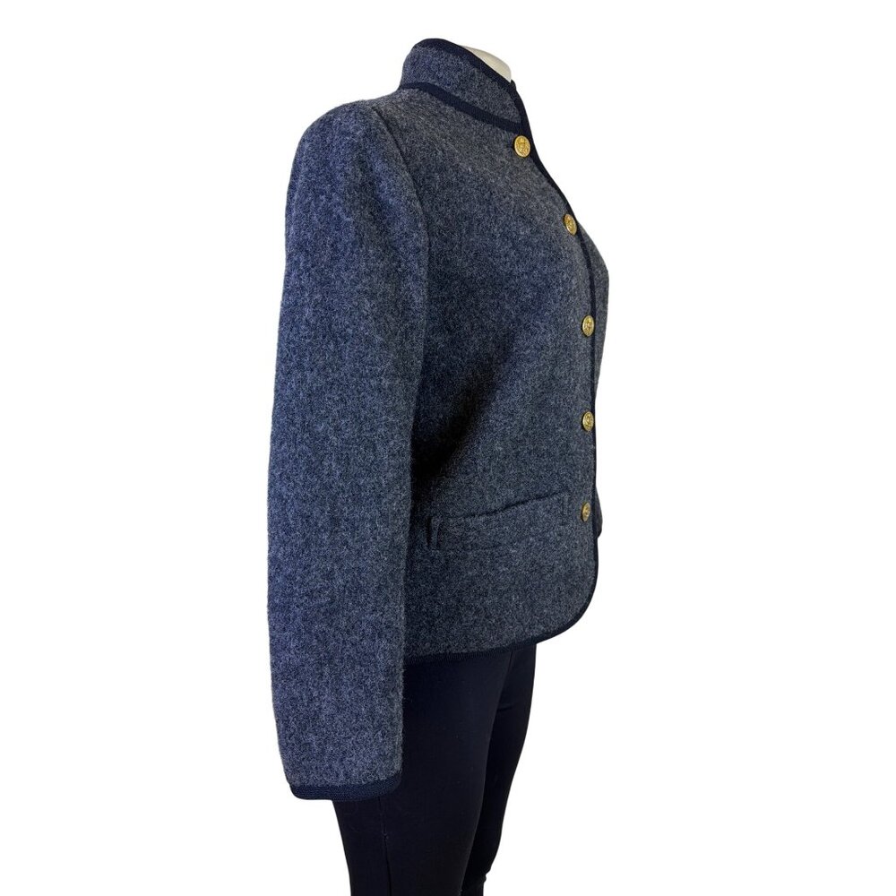 Saint Laurent Womens Gray Wool Button-Up Jacket Gold Accent Pockets Size 38 - Picture 3 of 11